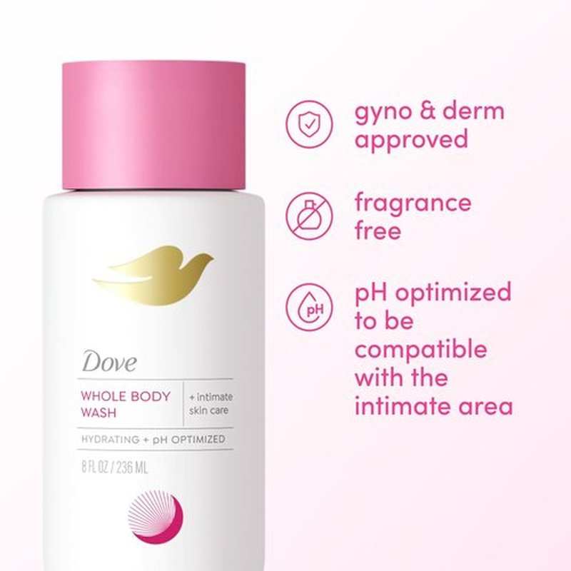 Dove Intimate Wash - Gynecologist-Tested Unscented Hydrating Formula for Sensitive Skin | 8 oz