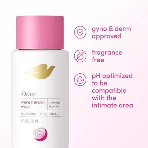Dove Intimate Wash for Women - Gynecologist Tested Unscented Hydrating pH Optimized Feminine Wash For Sensitive Skin, 8 oz