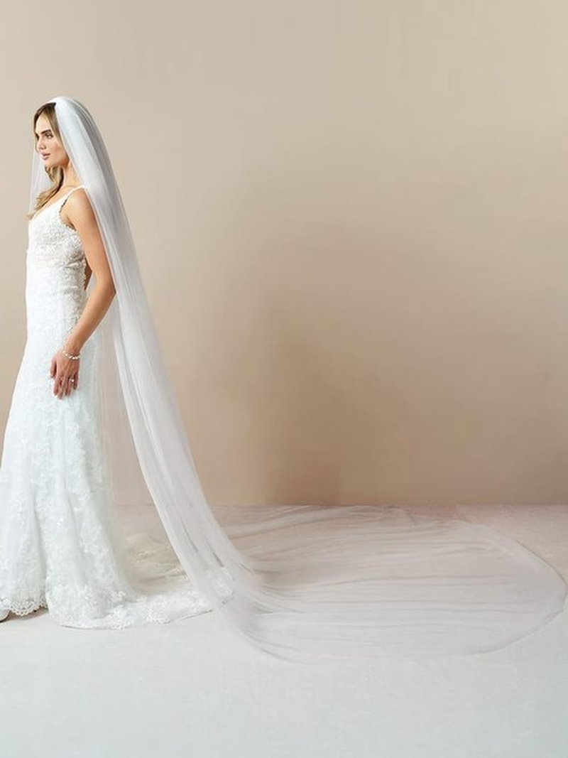 Bmirth Cathedral Wedding Veil Long Veil White Bridal Veil 118" Length Veils for Women (Ivroy veils)