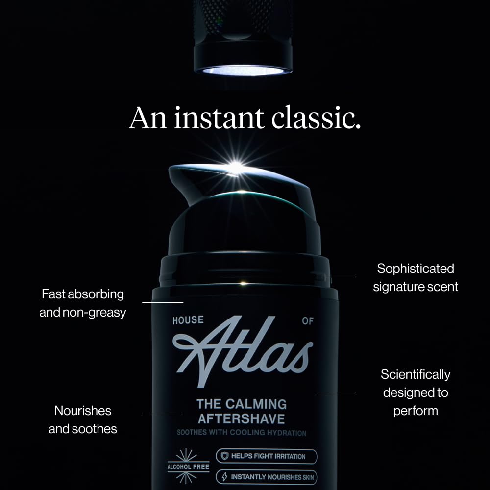 House of Atlas, Aftershave for Men - Alcohol-Free After Shave Lotion for Men with Aloe, Chamomile & Witch Hazel, Soothes Razor Burn, Softens Stubble, Lightweight Formula, 1.7 Fl Oz