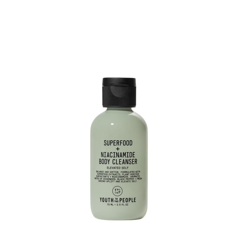 Youth To The People Superfood + Niacinamide Body Wash, Travel Size (2.5 fl oz), Kale + Green Tea Cleanser with Nourishing Vitamins + Antioxidants, Improves Skin Texture + Dullness, Scented, Vegan