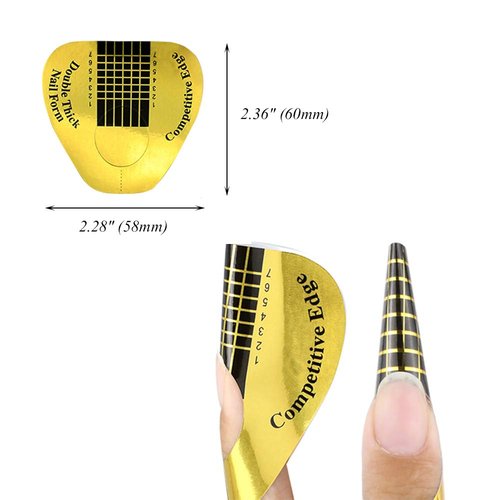 Nail Forms 500 Pcs Roll Nails Extension for Acrylic Nails Self-adhesive Nail Tips Replacement for Polygel Nail Guide, Nail Stickers Molds Builder Learning Curve Art Equipment Salon, Gold Horseshoe