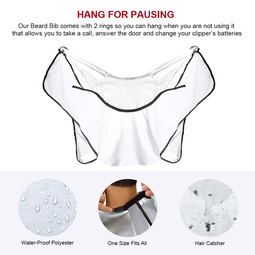 Mobi Lock Beard Shaving Catcher Bib - The Smart Way to Shave - Beard Trimming Apron & Shaving Cape - Perfect Grooming Gift or Men's Birthday Gift