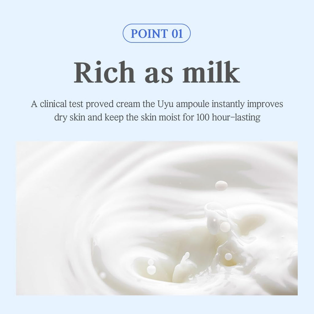 NACIFIC Uyu Cream Ampoule 50ml – Milk Protein Hydrating Serum with Jeju Milk Extract, Ceramide Complex for Dry & Sensitive Skin, Barrier Repair, Long-Lasting Moisture