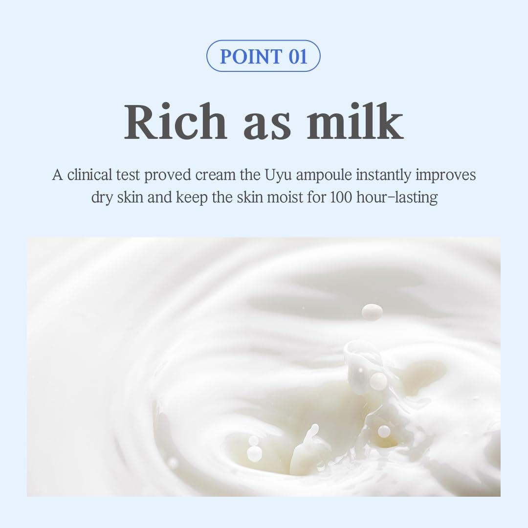 NACIFIC Uyu Cream Ampoule 50ml – Milk Protein Hydrating Serum with Jeju Milk Extract, Ceramide Complex for Dry & Sensitive Skin, Barrier Repair, Long-Lasting Moisture