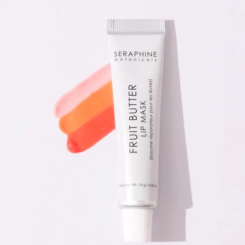 Seraphine Botanicals Fruit Butter Lip Mask - Restorative Overnight Gel Balm with Shea Butter & Jojoba Oil | Vegan, 0.51oz (Just Bitten)