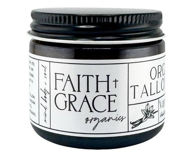 Faith and Grace Organics Beef Tallow Balm for Skin, Organic Tallow Cream with Vanilla and Manuka Honey, All-purpose Moisturizer for Face and Body- 2 oz