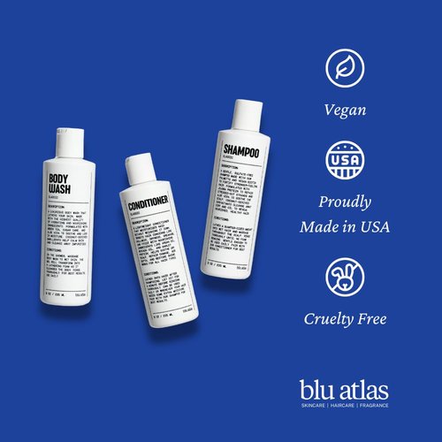 Blu Atlas Men's Natural Conditioner – Organic, Sulfate-Free, Paraben-Free – Deep Moisturizing & Scalp Soothing – Classic Scent (Bergamot, Sage, Patchouli) – Made in America – 8 oz