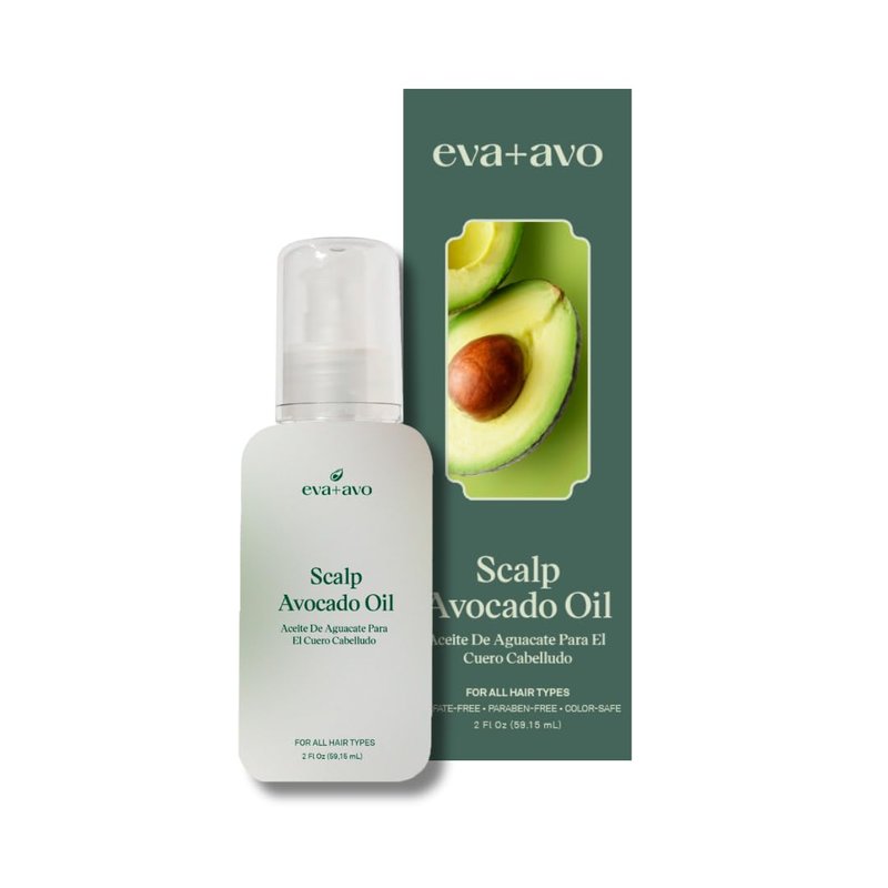 Eva + Avo Organic Scalp Oil with Avocado for Dry, Flaky & Itchy Scalp | Soothing Hair & Scalp Treatment for All Hair Types | Sulfate Free | Rose Scent | 2 Fl Oz