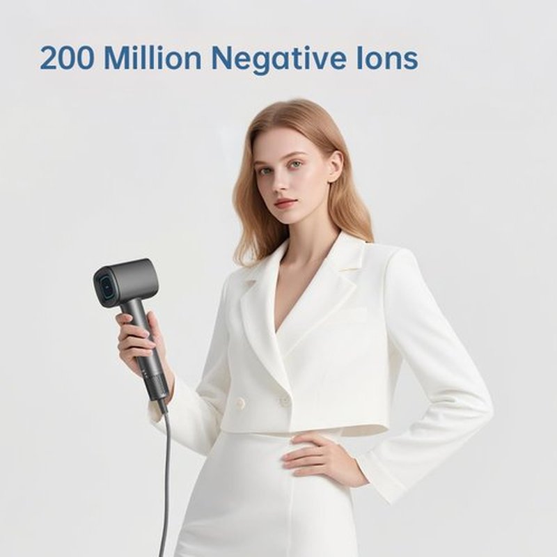 Dametol Professional Travel Hair Dryer - 110000RPM Brushless Motor, Quiet 49dB,Lightweight 0.83lbs, Negative Ion, UL Certified Fast Drying Blow Dryer with Magnetic Nozzle (B16)
