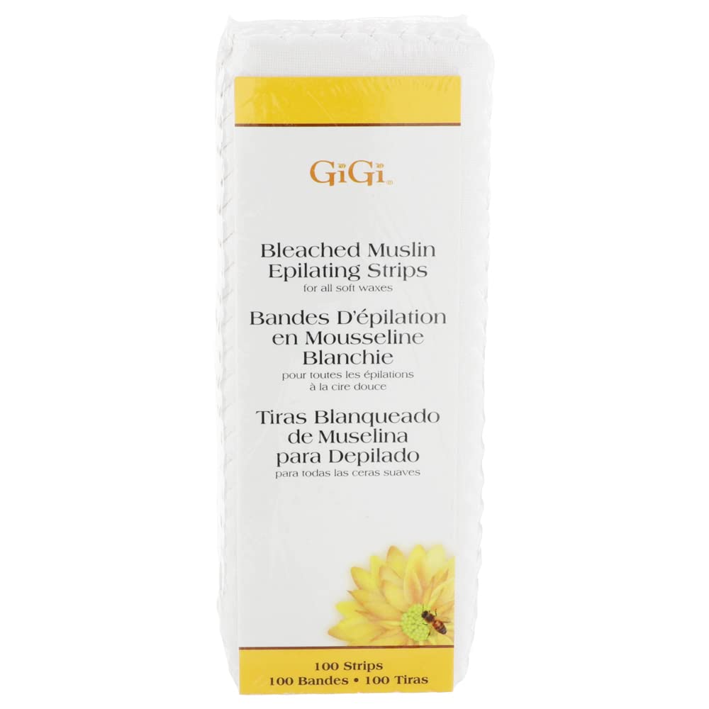 GiGi Bleached Muslin Wax Strips for Waxing – 100 Count Epilating Wax Strips for Hair Removal, Ideal for Facial and Body Waxing, Spa Use