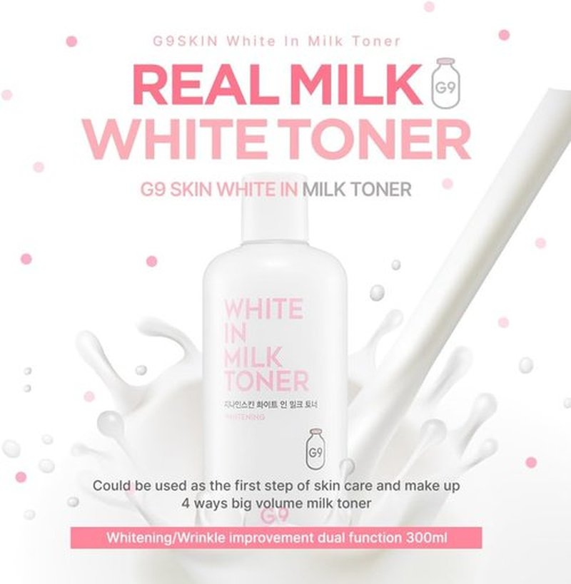 G9SKIN White In Milk Toner - Hydrating & Brightening Facial Toner with Milk Protein | 300ml / 10.14 Fl.Oz