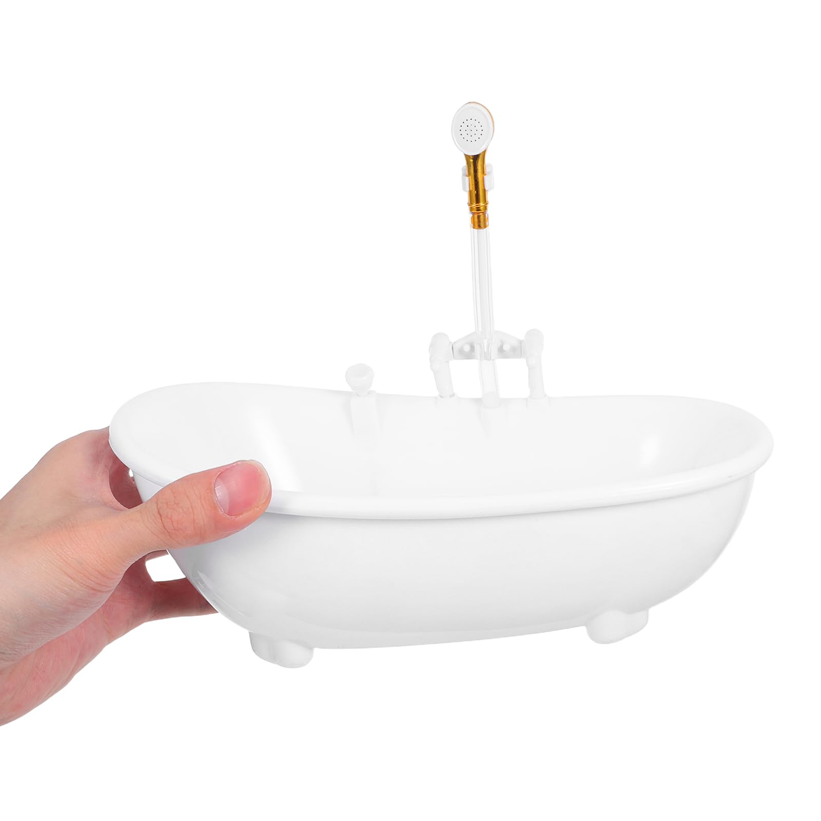 Toyvian Electric Water Spraying Doll Bathtub, Motorized Light Up Swimming Pool with Working Shower Sprayer Pretend Play Bathroom Toys Fits 11.5inch Dolls (White)