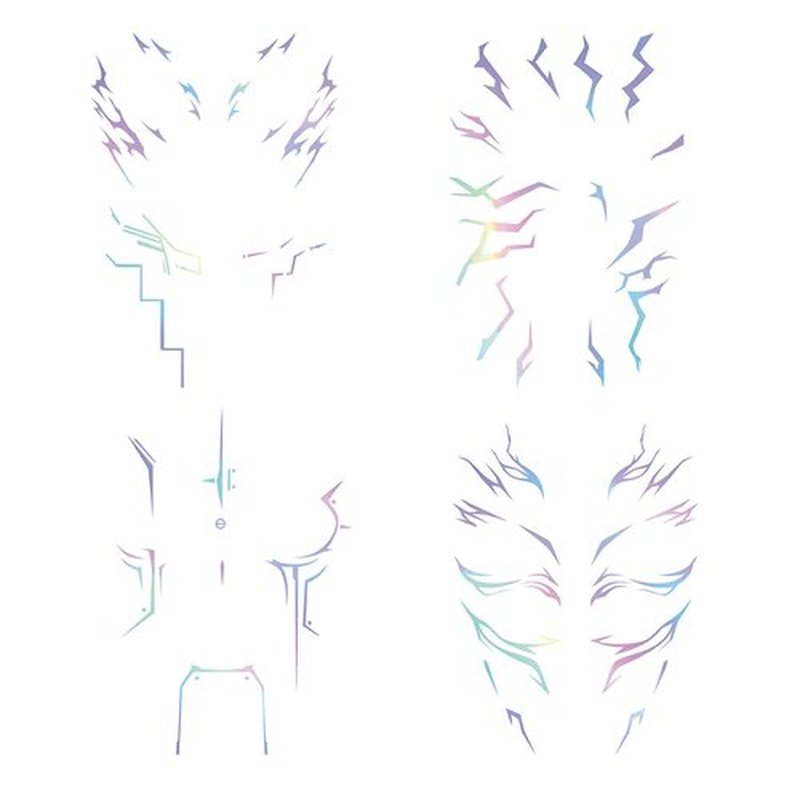 Rumi Tattoos – 4 Holographic Designs, Inspired Anime Temporary Face Tattoos, Waterproof & Skin-Safe for Cosplay, Parties & Festivals (2 Packs)
