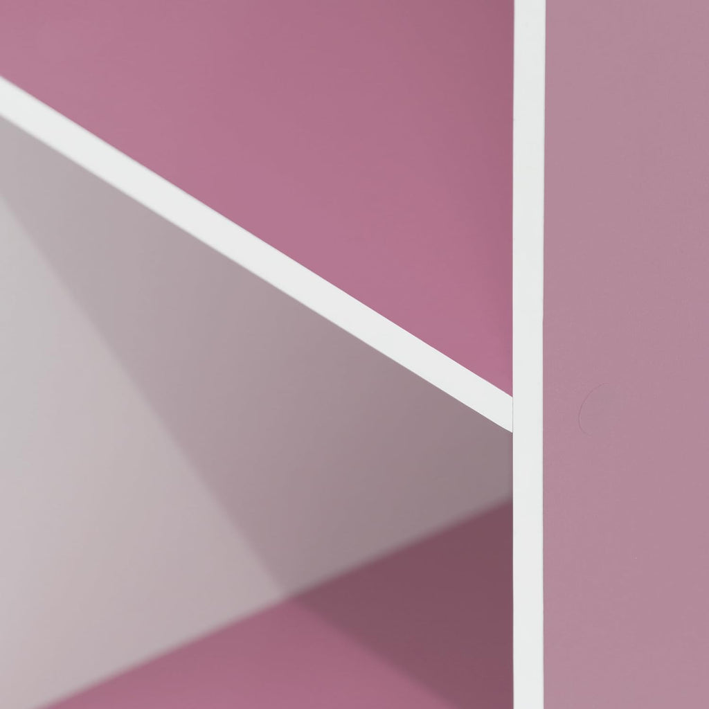 Furinno LUDER 3-Cube Bookshelf - Stylish Open Shelves for Easy Assembly | White/Pink, 9.3 x 12 x 31.5