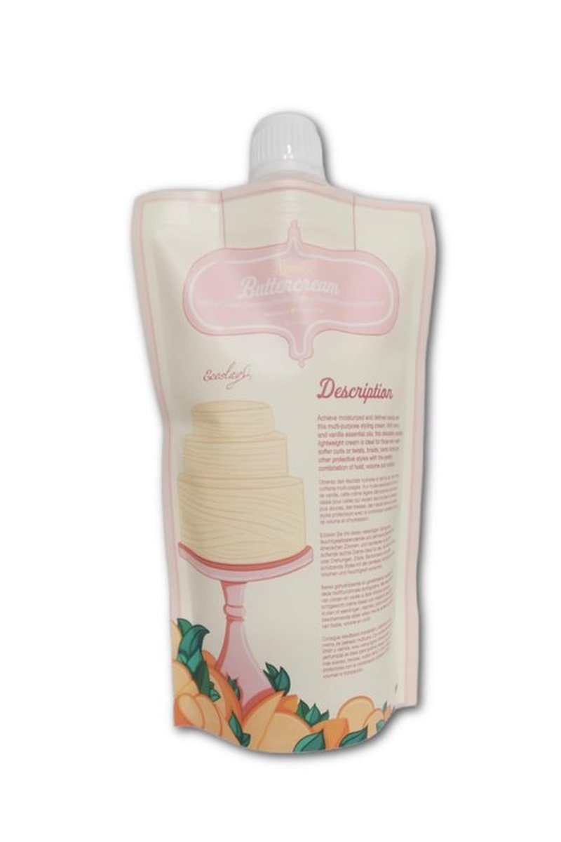 Ecoslay Lemon Buttercream Styling Cream, Flax Seed Extract Styler, Soft hold, Moisturizing, Light weight, 8oz