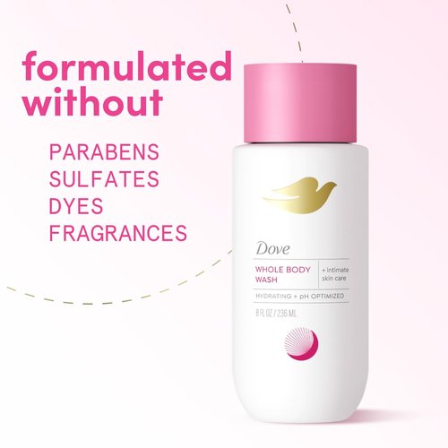 Dove Intimate Wash for Women - Gynecologist Tested Unscented Hydrating pH Optimized Feminine Wash For Sensitive Skin, 8 oz