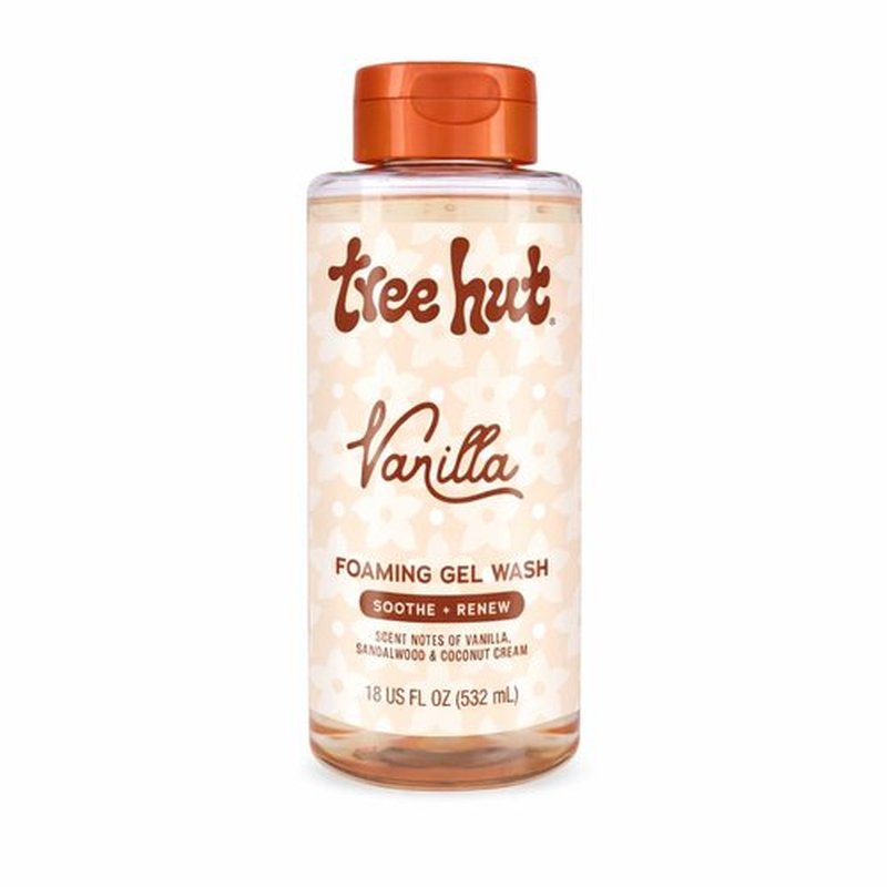 Tree Hut Vanilla Foaming Gel Wash, Moisturizing & Hydrating Body Wash with Shea Butter, Gently Cleanses for Soft, Fresh & Radiant Skin, 18 fl oz
