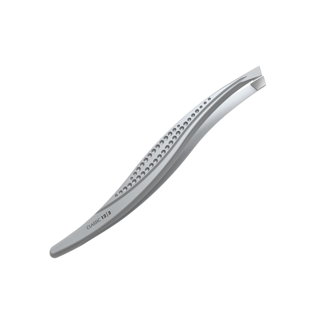 STALEKS CLASSIC 12 Type 3 Eyebrow Tweezers – Wide Beveled Stainless Steel with Ergonomic Notches for Thick Brows & Comfortable Home Use