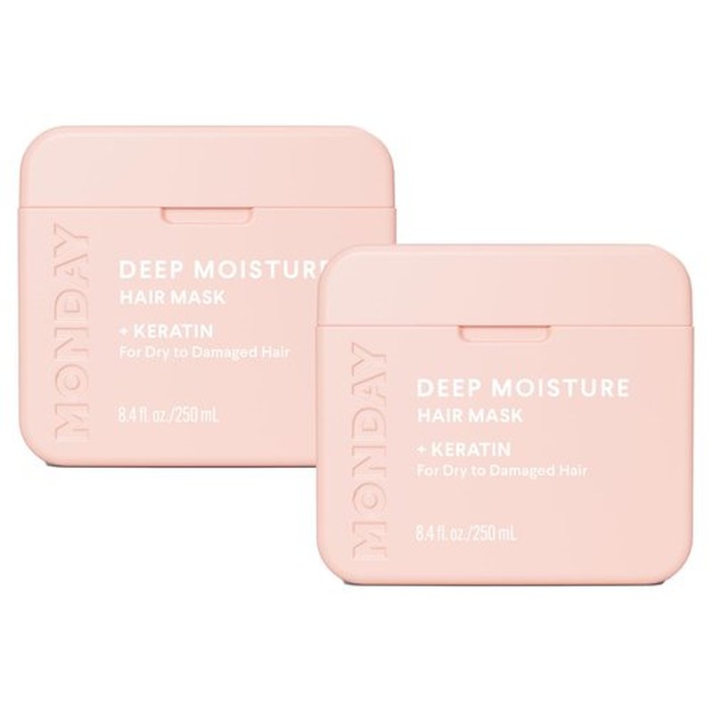 MONDAY HAIRCARE DEEP MOISTURE Hair Mask with Keratin, Argan Oil, Shea Butter & Coconut Oil for Dry to Damaged Hair 250 mL (Dual Pack)