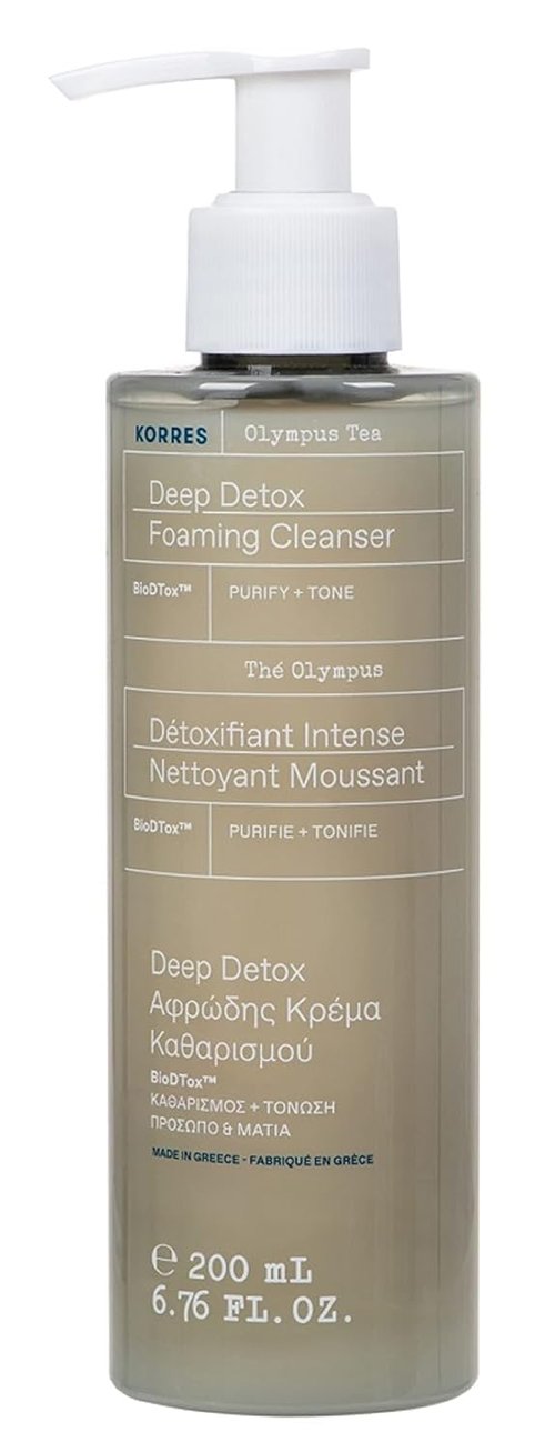 KORRES Olympus Tea Foaming Cream Cleanser, Gentle Face Wash With Organic Greek Mountain Tea, Cream-to-foam Formula For Everyday Use, Rinses Away Makeup & Residue, Leaves Skin Fresh & Soft, 6.76 Fl Oz