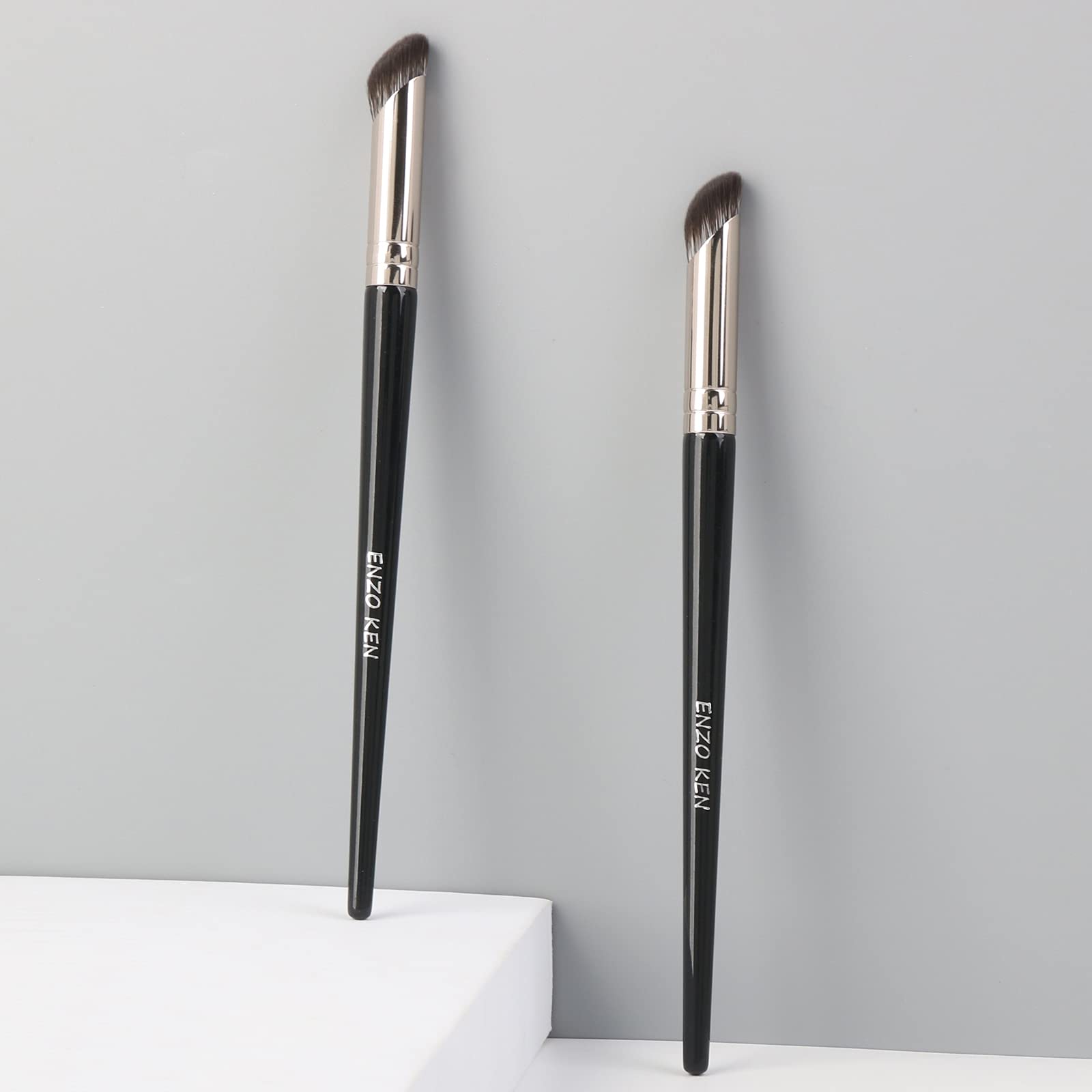ENZO KEN Eyeshadow Brush, Angled Concealer Brush Under Eye, Small Nose Contour Brush, Flat Eyebrow Brush, Eyeliner Brush