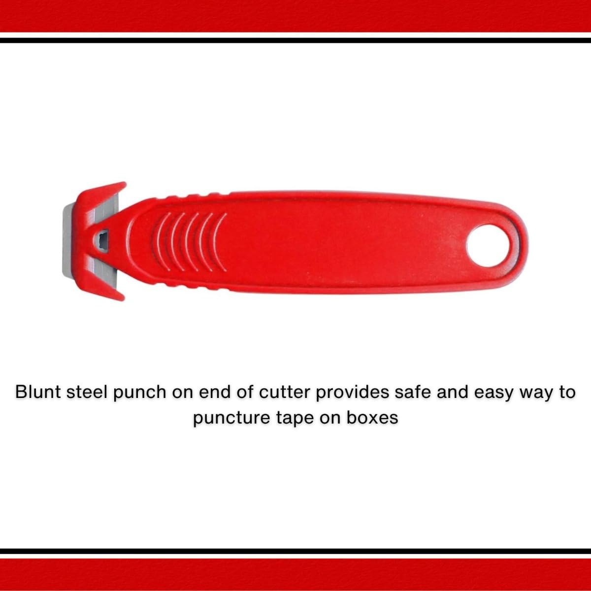 American Line Film Slitter Two-Sided Safety Box Cutter with Blunt Steel Punch - Cuts Cardboard, Plastic Wrap, Envelopes, Straps - Includes (1) Carbon Steel Blade - 66-0705