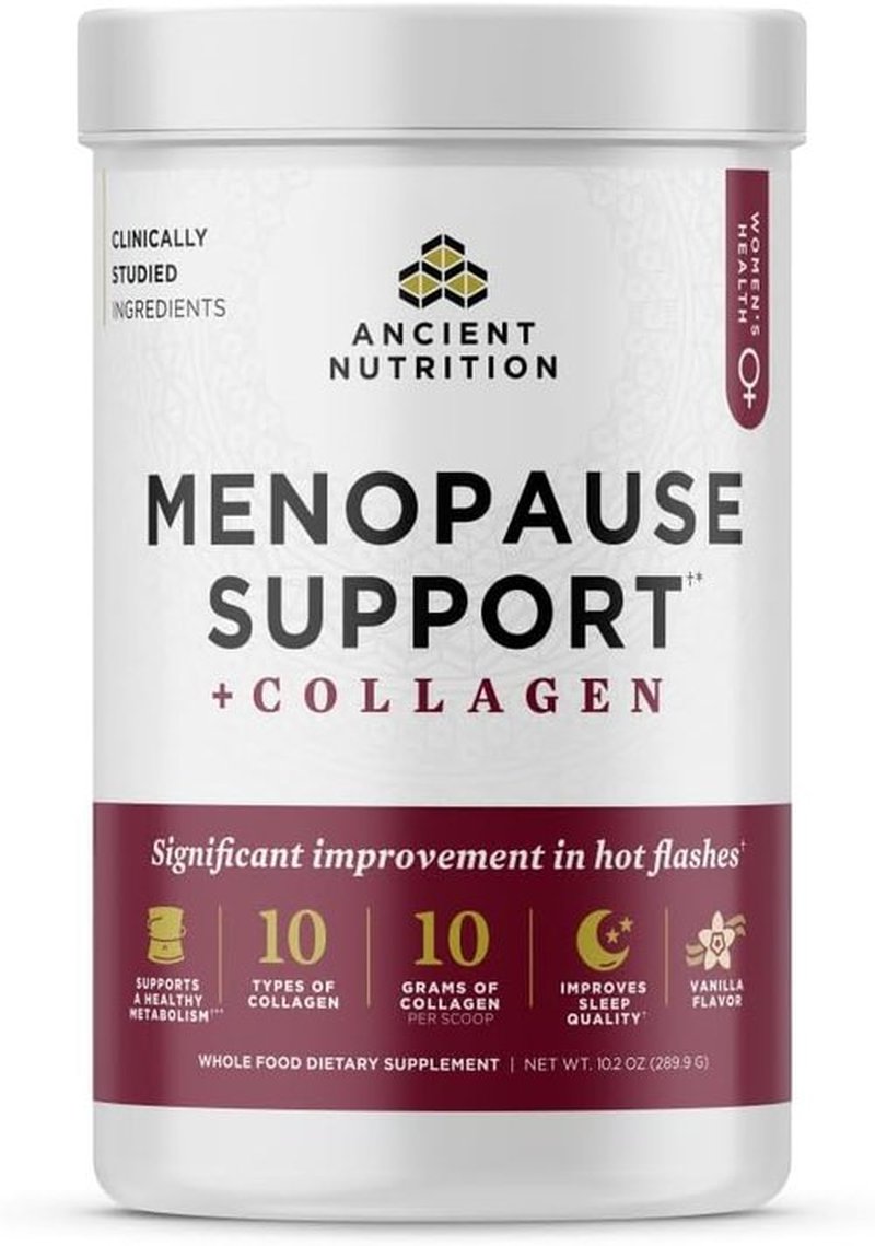 Ancient Nutrition Menopause Support | Hydrolyzed Collagen Powder with Superfoods - Vanilla, 25 Servings