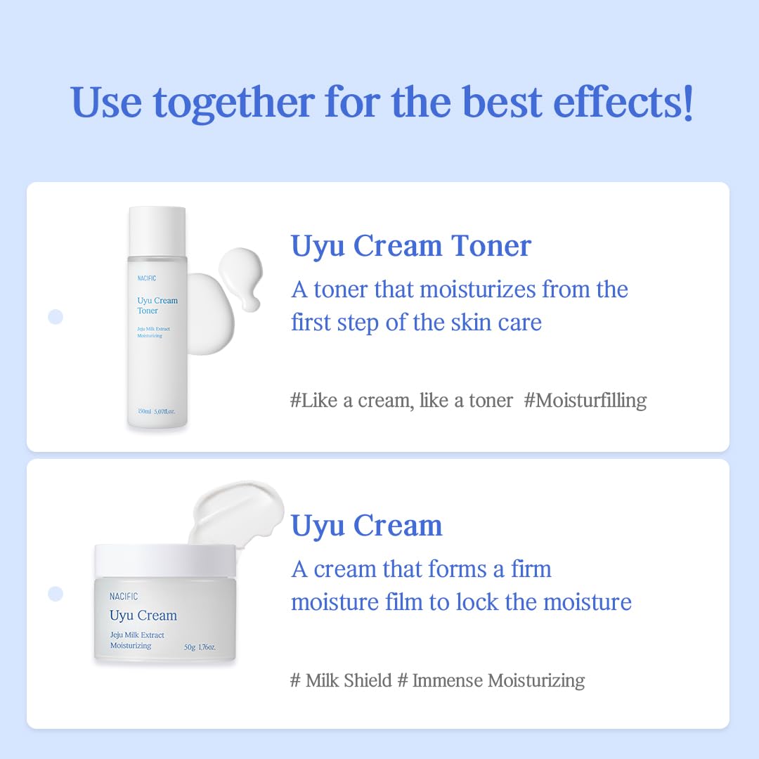 NACIFIC Uyu Cream Ampoule 50ml – Milk Protein Hydrating Serum with Jeju Milk Extract, Ceramide Complex for Dry & Sensitive Skin, Barrier Repair, Long-Lasting Moisture