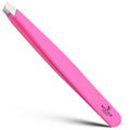NIVICO Professional Slant Eyebrow Tweezers – Precision Stainless Steel Tweezers for Ingrown & Facial Hair Removal, Salon Quality Brow Shaping for Men & Women (Pink)