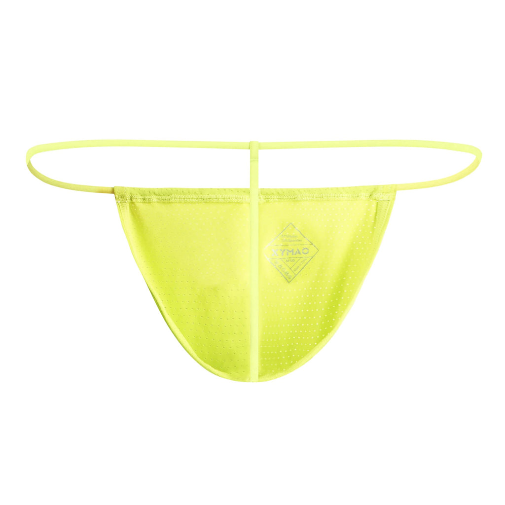 XYMAO Men's G String Thong for Man, Adjustable Bulge Pouch Male Thongs, Soft Breathable & Comfort Fit T Back Yellow