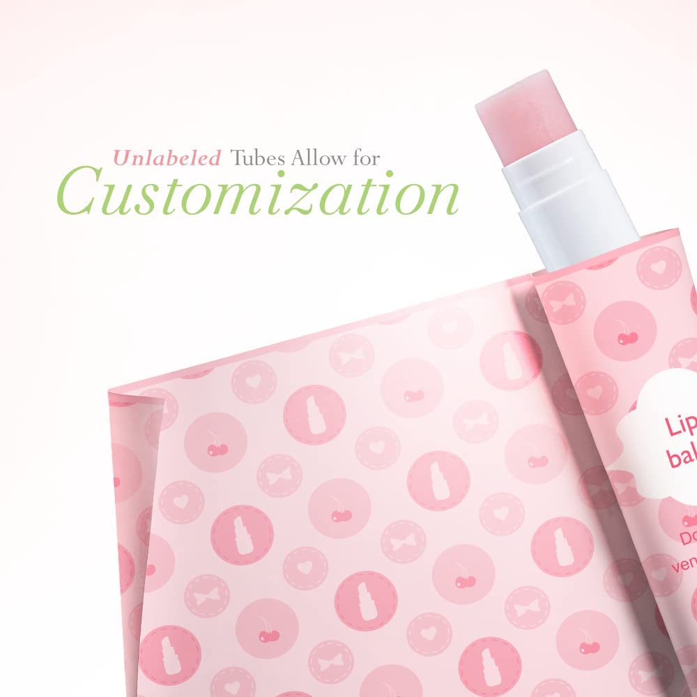 Lip Balm Bulk Unlabeled - Made in USA 200 Pack Cherry Bulk Chapstick - Natural Ingredients Vitamin E Shea Butter - Custom Chapstick Bulk For Party & Wedding Favors