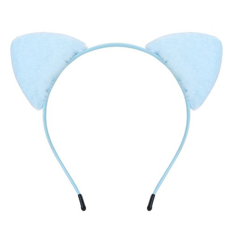 Totelux Cat Ears Headband Plush Hair Band Animal Ears Hair Hoop Cute Hair Accessories for Women Girls Birthday Party Supplies Light Blue