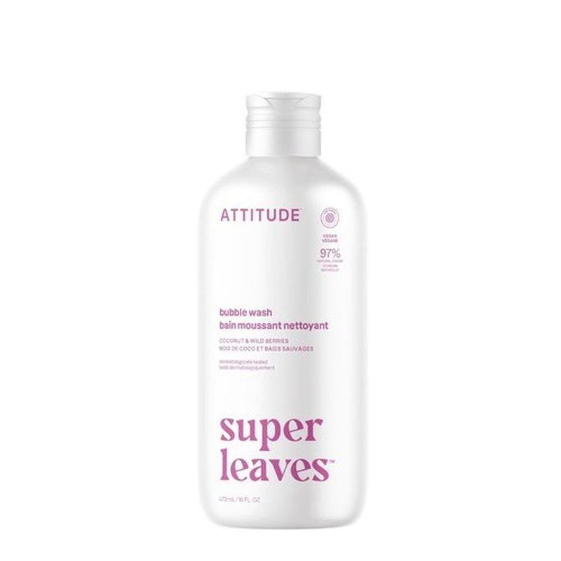 ATTITUDE Bubble Bath - EWG Verified, Plant-Based & Vegan Formula with Coconut & Wild Berries | 16 Fl Oz