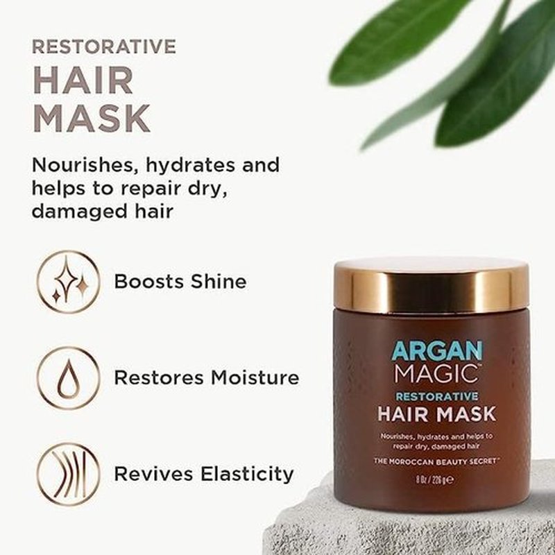 Argan Magic Restorative Hair Mask - Hydrating Protein-Rich Formula for Damaged Hair | Paraben-Free, 12 oz