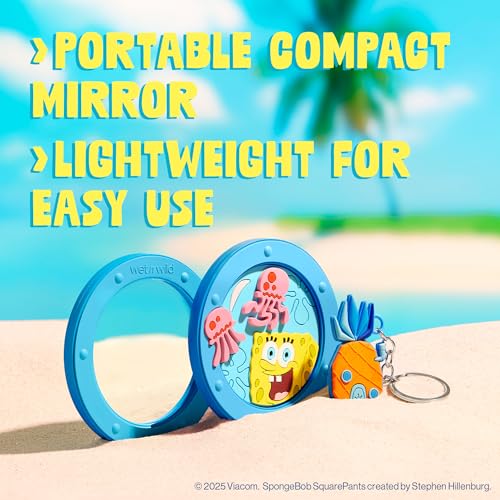 wet n wild Spongebob Collection Mirror & Keychain Set, Fun & Functional Unbreakable Acrylic Design - Always Looking Up
