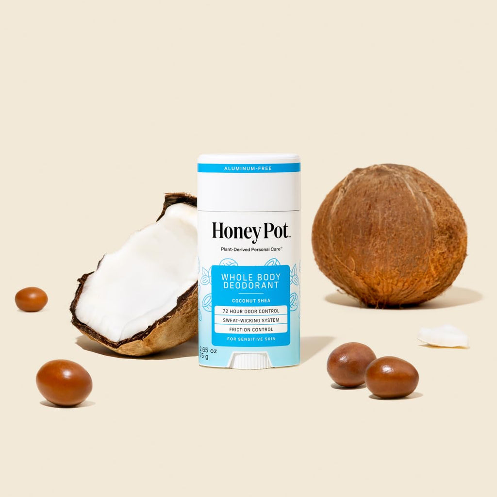 Honey Pot - Whole Body Coconut Shea Butter Deodorant for Women - Aluminum-Free - 72-Hour Odor Control - Sweat-Wicking - No Parabens and Sulfates - 2.65 Oz
