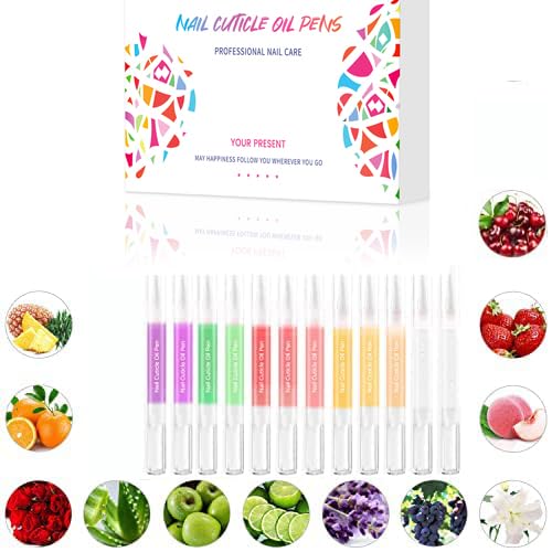 SULLMAR 12pcs Cuticle Oil Pen Sweet Almond Nail Growth Serum and Repair Treatment Hydrating Oil for Dry Cuticles and Skin Cuticle Buddy Revitalize Nails with Radiant Cosmetics' Nail Growth Oil
