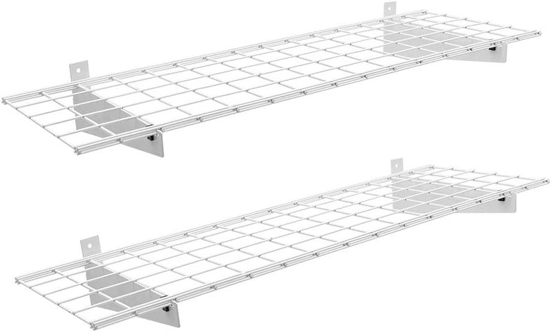 Ultrawall Heavy-Duty Garage Wall Shelving - 2-Pack 2x4ft Floating Shelves | Max Load 400lb, White