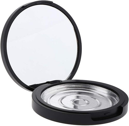U-M PULABO Cosmetic Empty Jar - Portable 20g Makeup Container for Pressed Powder | Black & Silver
