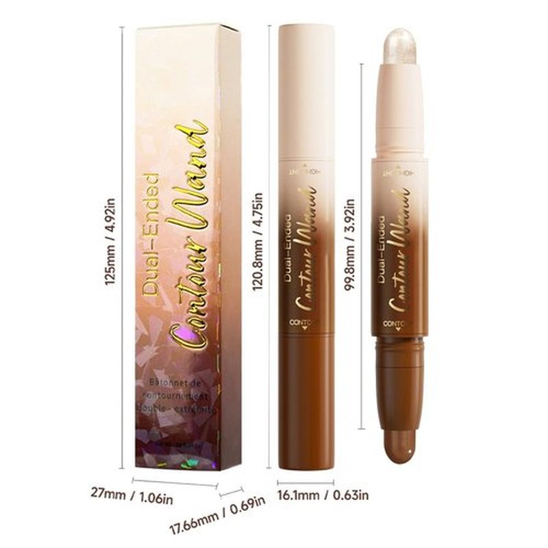 FeiCuiYun 2Pcs Dual-Ended 2-in-1 Cream Contour & Highlighter Stick Makeup For Face & Body – Waterproof, Long-Lasting, Suitable for All Skin Tones, (05+06)