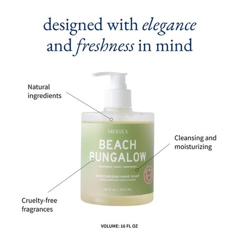 MERSEA Moisturizing Liquid Hand Soap in Large Pump Bottle, Beach Bungalow (16 fl oz)