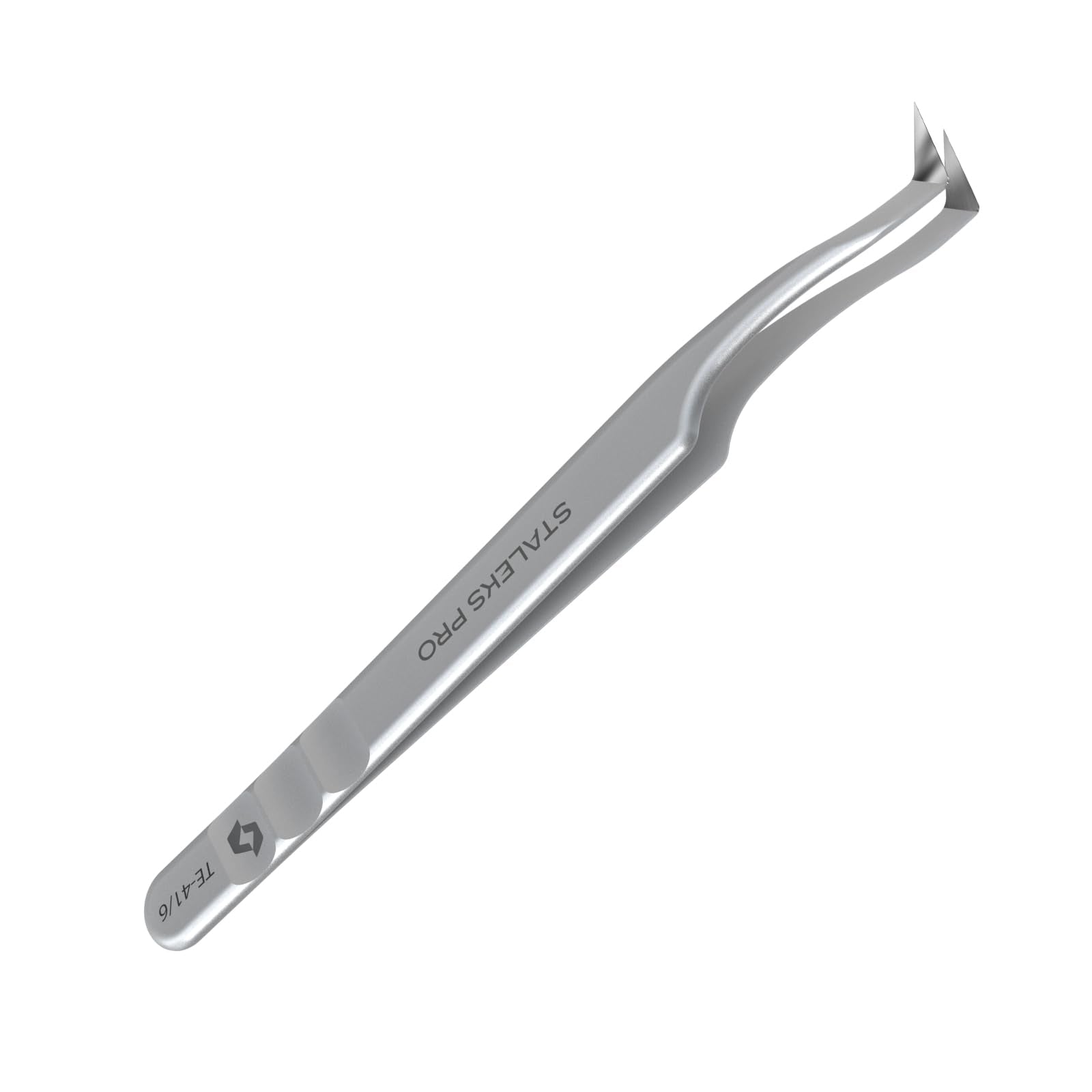 STALEKS PRO Expert 41 Type 6 Professional Eyelash Tweezers (L-Shaped 75°) – Stainless Steel for 2D-8D Volume Lash Extensions & Boot Technique