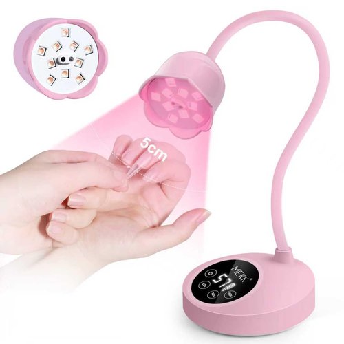 MEKK Gooseneck UV Nail Lamp Cordless Mini UV Light for Gel Nails with Auto Sensor,Professional Flash Cure Lamp 30W Single Nails Light with Four Timers (10s/30s/60s/90s) Salon & Home DIY Use-Pink