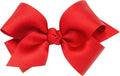 Wee Ones Girls' French Satin Hair Bow with a Knot Wrap Center, No-Slip Hair Clip, Handmade, Ruby, Small King