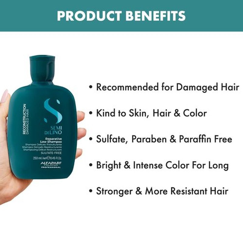 Alfaparf Milano Semi Di Lino Shampoo - Reparative Formula for Damaged Hair | Sulfate & Paraben Free