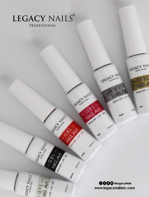 Legacy Nails Professional Gel Paint - ORO 0.25 OZ - Precision Nail Art With Brush SOAK-OFF UV/LED Full Coverage Highly Pigmented Polish Long-Lasting