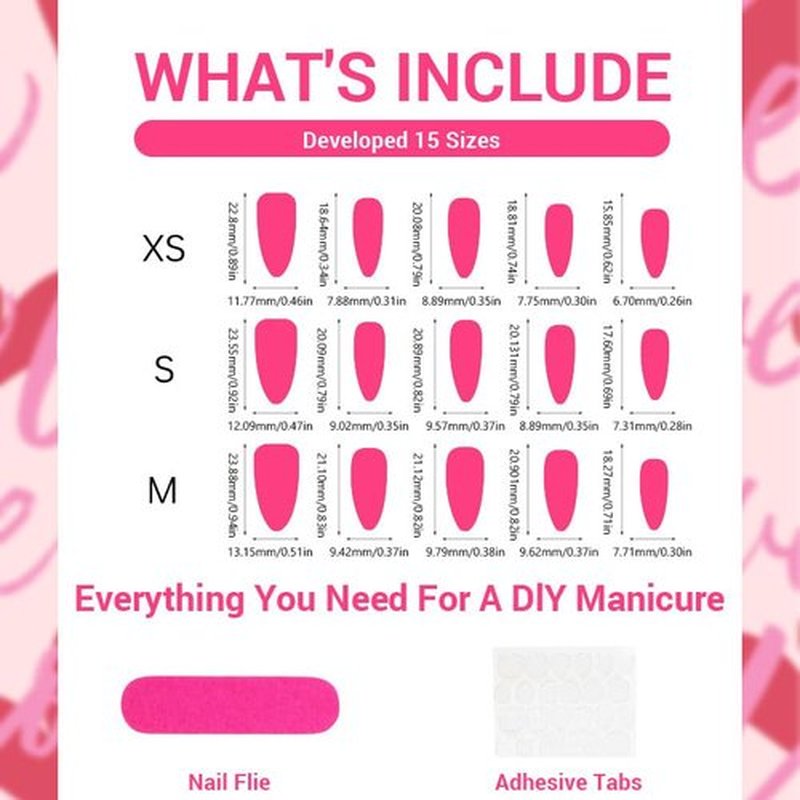 plalely Press on Nails Medium Almond,Handmade Acrylic Press on Nails with Flower Designs，Short Stick on Nail for Women 24pcs