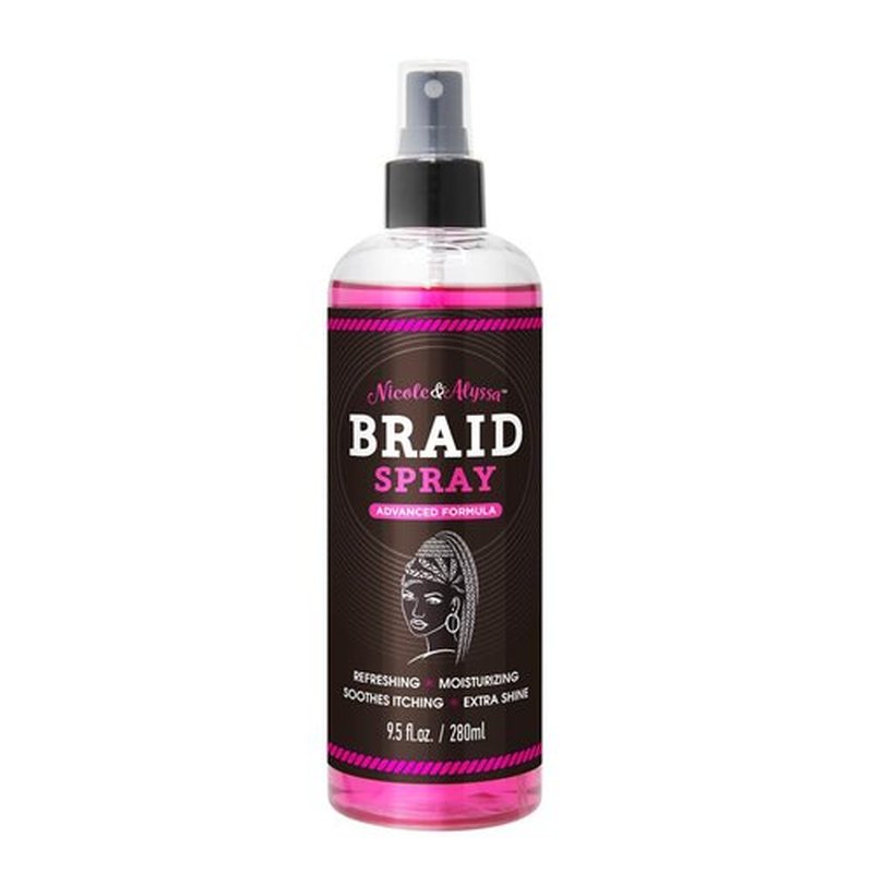 Nicole & Alyssa - Braid Spray 9.5oz - for BOHO Braids, Twists, Locs, Box Braids, Knotless Braids, Cornrows - Braid Sheen, Refreshing, Moisturizing, Detangling, Extra Shine