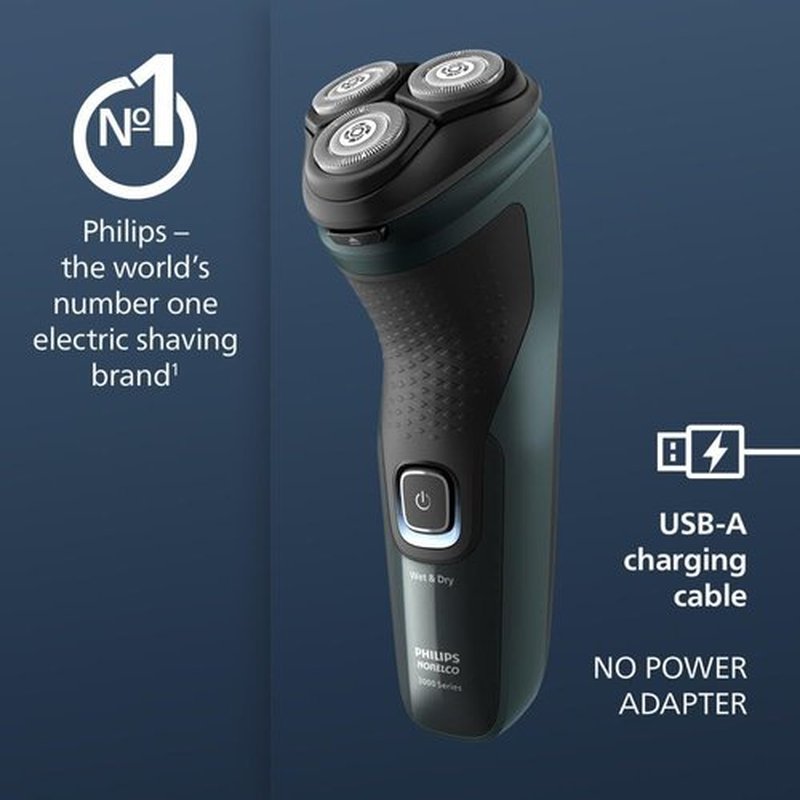Philips Norelco Electric Shaver 2600 Series - Wet & Dry Use, Pop-Up Trimmer, Dark Forest Green, Model X3052/91